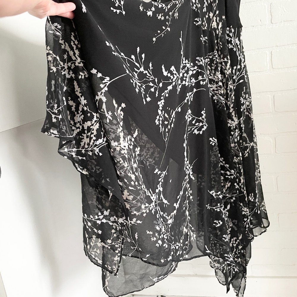 Vintage Sequin Hanky Hem Prom Dress Dark Fairy Black Silver Sz L - Picture 12 of 12